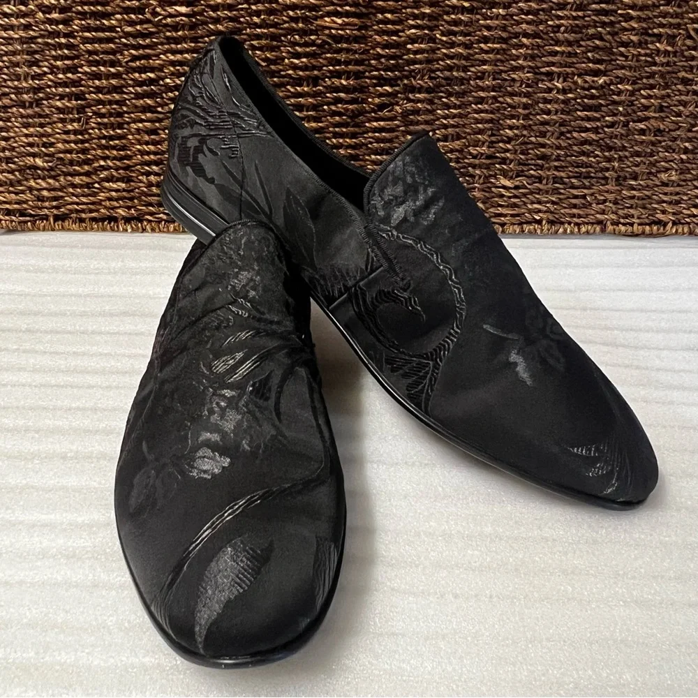Aldo Men’s Goolsby Brocade Floral Black Textile Loafers Size 11 Dress Shoes